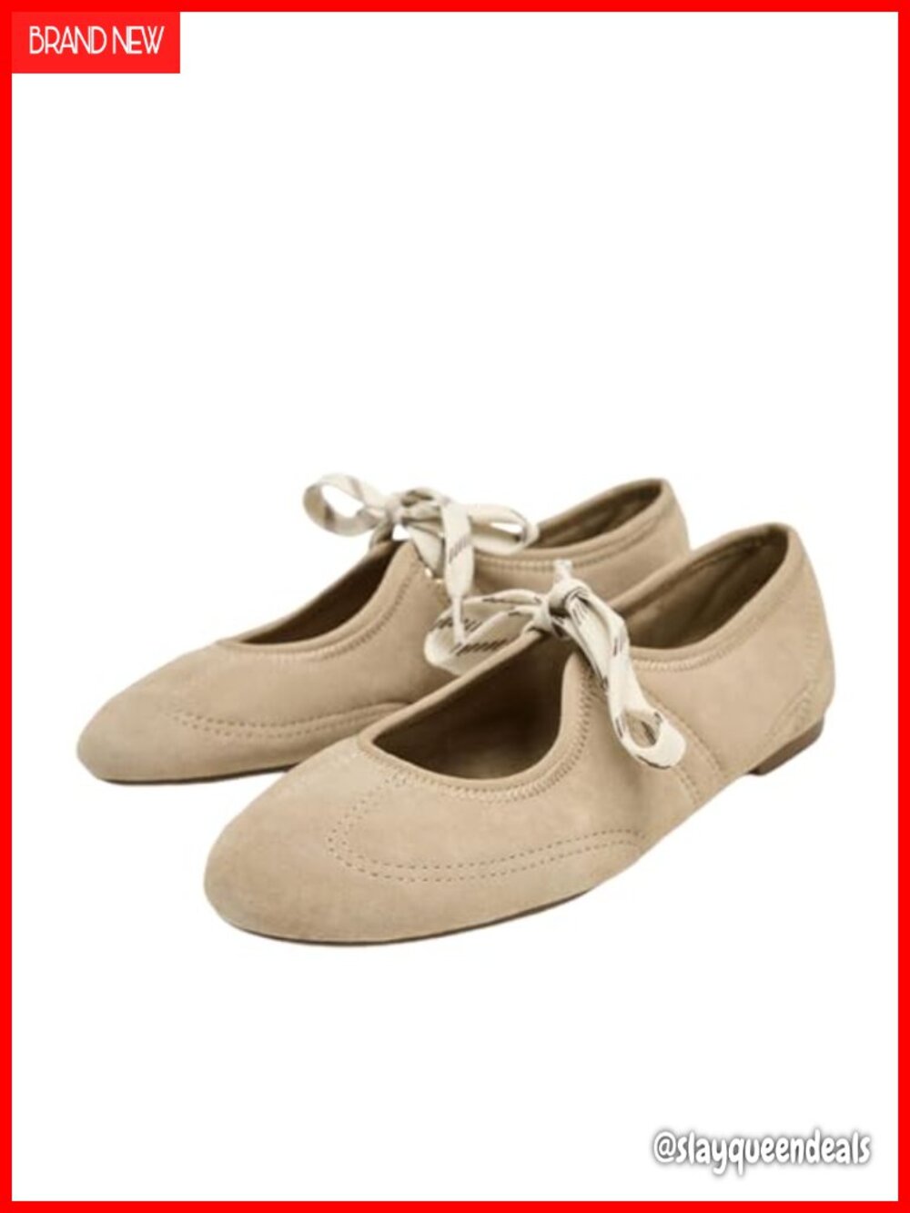 Suede Bow Ballet Flats Round Toe Lace-Up Women Mary Jane